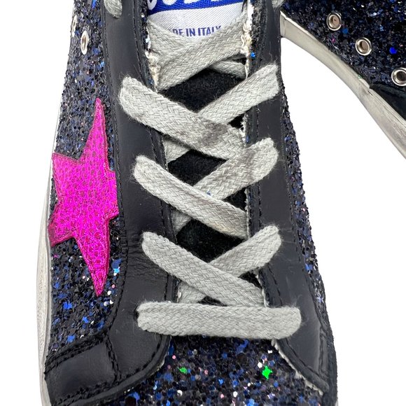 NWOB Golden Goose Superstar Kids Sneakers Galaxy Glitter Fuchsia Star Size 35 - Picture 11 of 17